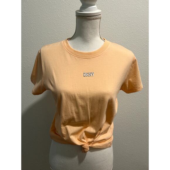 Dkny Tops - DKNY Sport Womens Cotton Stud Logo Knot Front T-Shirt Tee Top Sz XS 100% Cotton